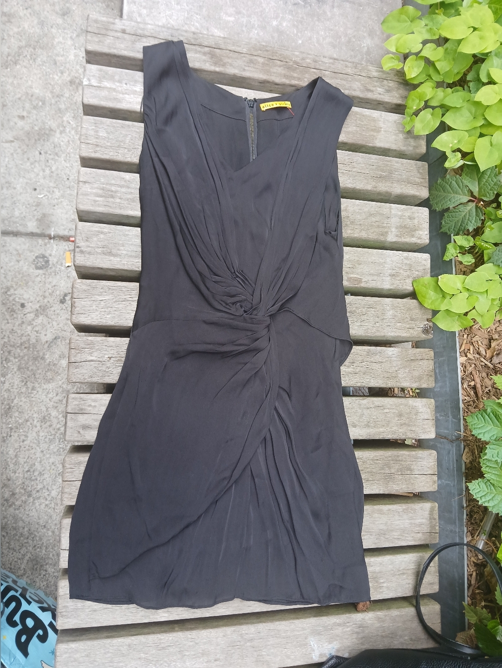 Alice + Olivia Black Twisted Front Midi Dress